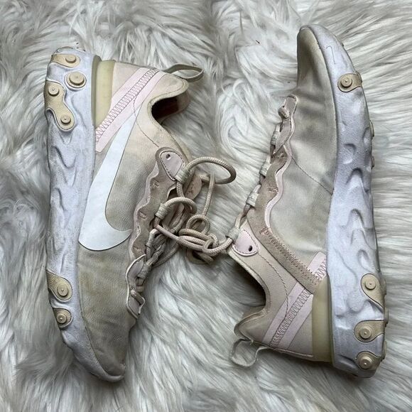 Nike React Element 55 Phantom Sneakers Cream Size 6.5 - Picture 2 of 6